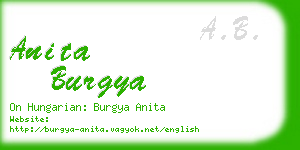 anita burgya business card